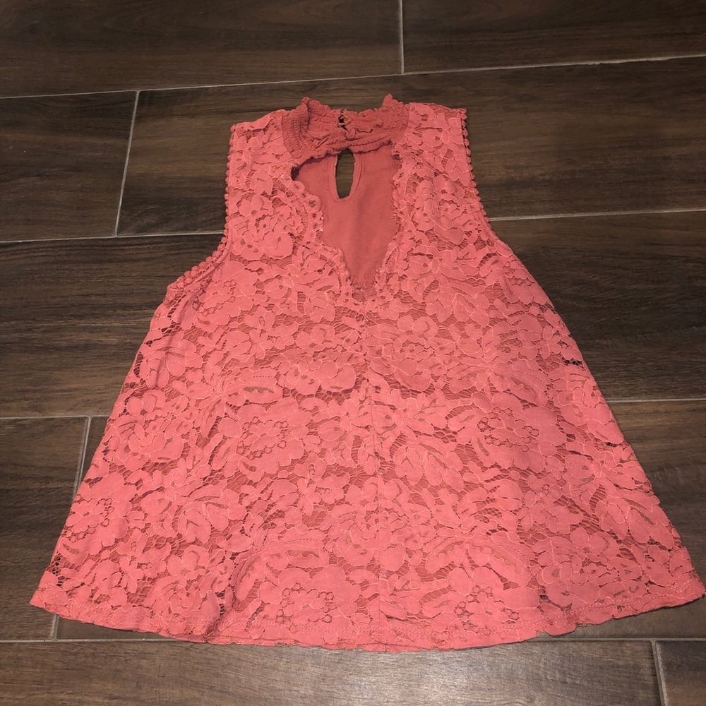 Altar’d State Pink Lace V-Neck Tank Top
